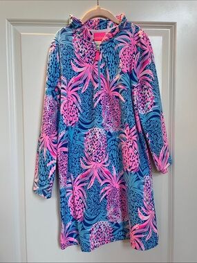Lilly Pulitzer Girls' Blue & Pink Pineapple Hooded Pajama Dress